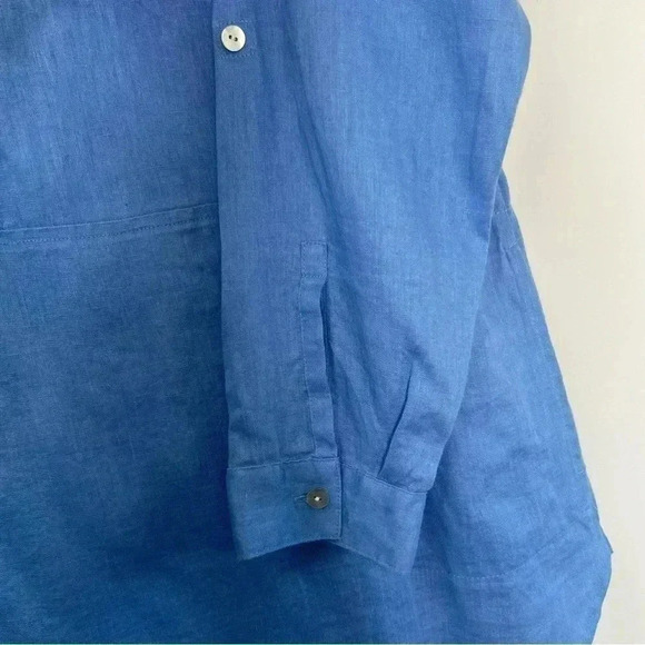 J. Jill Love Linen Roll Sleeves Pockets Lagenlook Beach Tunic Shirt Sz MP‎ - Picture 7 of 13